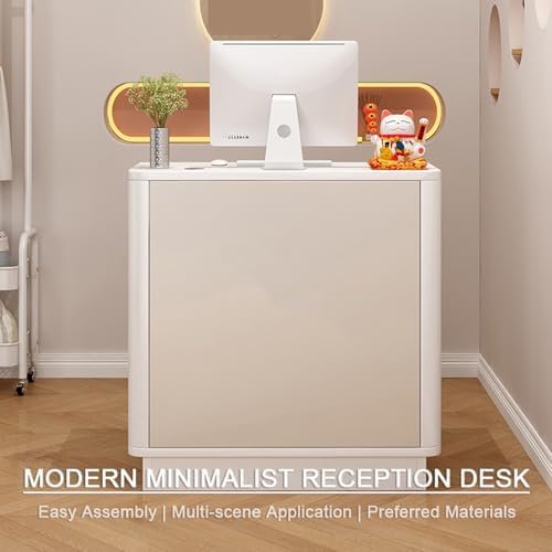 Reception Desk with Counter & Lockable Storage Drawers - Small Front Cashier's Desk for Salon, Reception Room, Checkout & Office Use