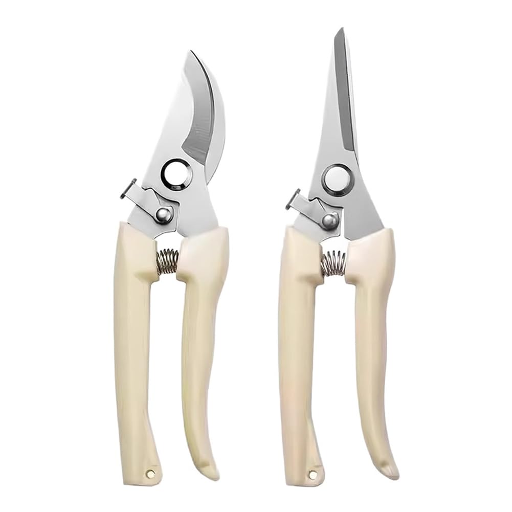 Uck-Kit 2Pcs 2 Garden Shears Secateurs, Grapevine Scissors Rose Pruners, Ergonomic Handles, Pruning Shears Garden Scissors For Bonsai Plants Flowers Harvesting Fruits Vegetables,