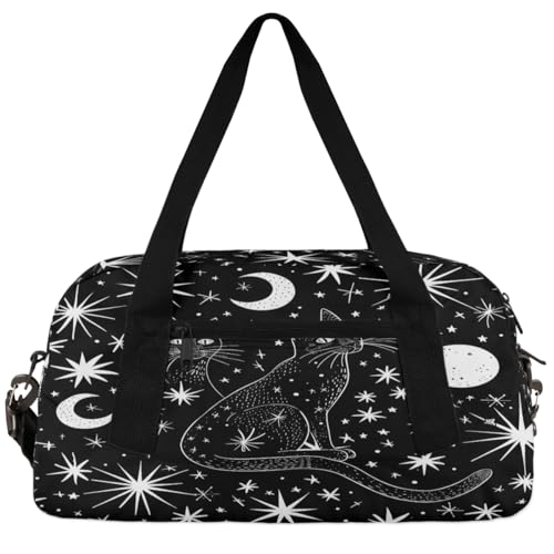 Black Cat Kids Duffle Bag Boys Girls Small Sport Dance Gym Bag for Overnight Travel Weekender Carry On