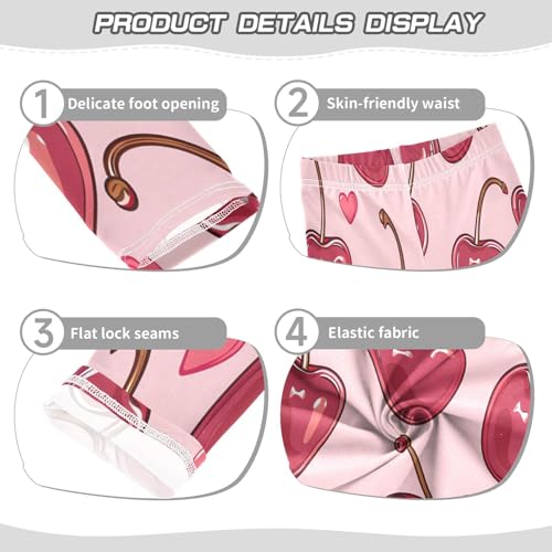 Bolaz Toddler Girls Leggings Printed Yoga Pants Leggings Cherries Hearts for Kids3