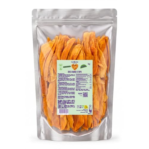 nut&me Mango deshidratado en tiras 1kg | Tiras de Mango 100% fruta, sin azúcares añadidos, sin gluten, snack vegano y natural, formato 1 kg.