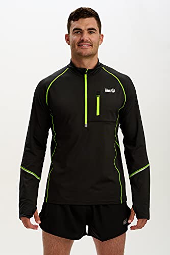 Time To Run Thermique Quick Dry Haut à Manches Longues pour Courir l'hiver avec Une Fermeture Éclair à l'encolure pour Hommes M Ébène Cover