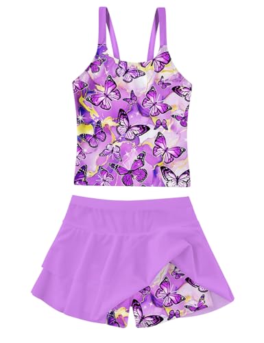 Image of ALISISTER Girls Tankini Swimsuit Two Piece Bathing Suits Summer Beach Swimwear with Shorts for 7-12 Years
