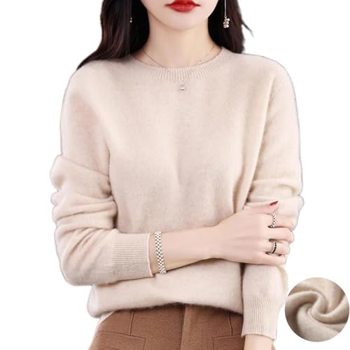 100% Cashmere Sweaters for Women, 2026 New Crew Neck Long Sleeve Pullover Sweater Soft Lightweight