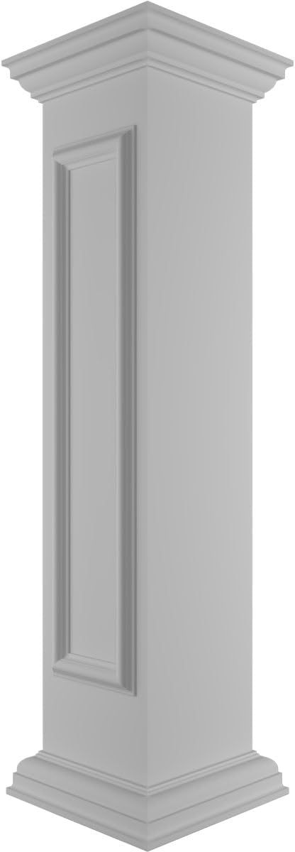 10"W x 48"H Corner Newel Post with Panel, Peaked Capital & Base Trim (Installation kit Included)