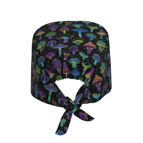 Image of Working Cap Scrub Cap with Sweatband Adjustable Unisex Women Tie Back Hat Nurse Surgical Caps