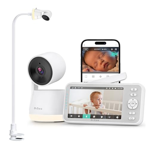 Dr.Care LumiView Smart WiFi Baby Monitor with Clip Mount - 5' 1080P FHD & 2K Camera App Control, Privacy Mode, 5000mAh Removable Battery, Cry & Motion...