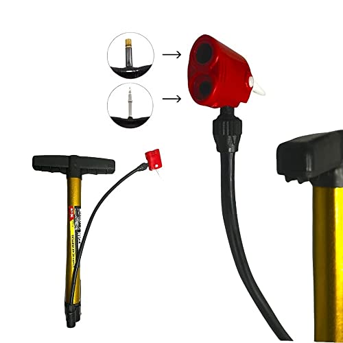 Bomba Ar Vertical Manual Compacta 30 cm com Bico Duplo Presta e Schrader para Bicicleta Moto