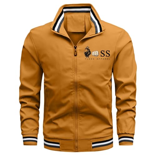 Mens Jacket Fall Winter Retro Zip Up Stand Collar Casual Sport Jackets - image 1