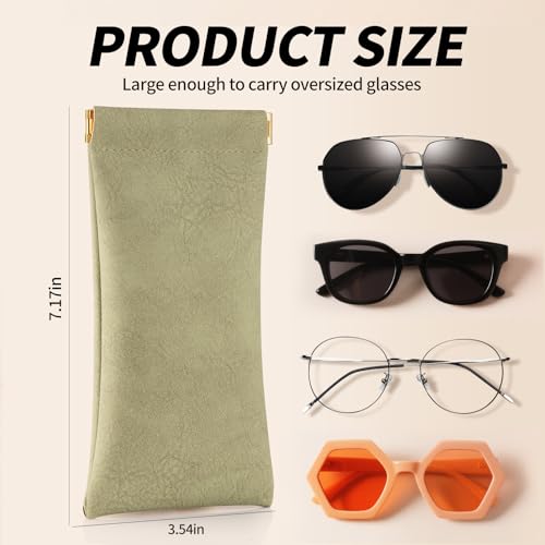 Image of 3 pack leather eyewear case PU soft sunglasses bag squeeze top portable lightweight eyewear case for men and women