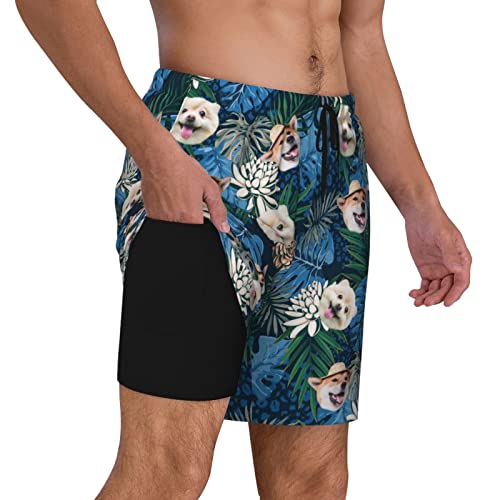 Custom Hawaiian Swim Trunks with Face Personalized Photo Men Shorts Customized Novelty Summer Board Short2