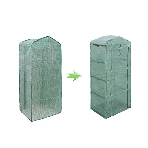 NKTM 4-Tier Mini Greenhouse Replacement Cover,Outdoor Compact Walk-in Greenhouse 27" Long x 18" Wide x 63" High(FRAM NOT Include) - Thumbnail 5