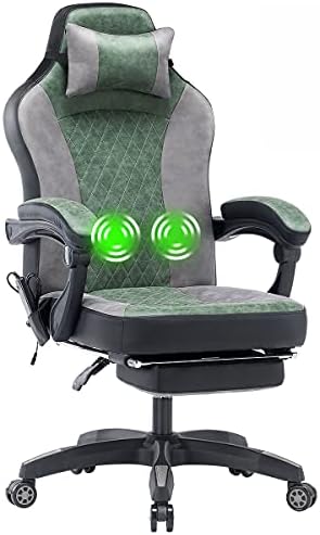 MELLCOM Gaming Chair Reclining Chair with Footrest Ergonomic Workplace Chair with Headrest Help Therapeutic massage Pc Desk Chair Top Adjustable Workplace Chair,Inexperienced