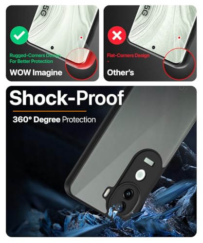 Image of WOW IMAGINE Translucent Hybrid Back Case Cover for iQOO Z9s 5G | Vivo V40e 5G Smoked Matte Back | Shock Proof 360 Degree Protection | Protective Hard Case - Matte Black