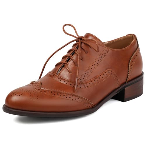 Chaussures Oxford Brogues en similicuir PU au bout ailé perforé et finitions de qualité
