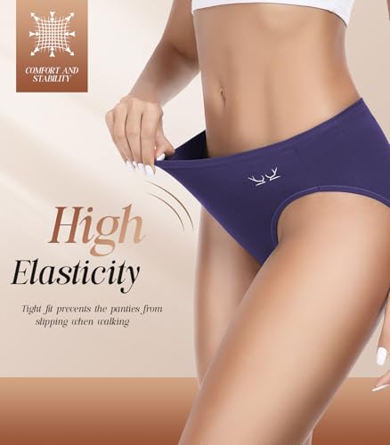 Women's Cotton Underwear High Cut Soft Briefs Full Coverage Ladies Panties 5 Pack(Regular & Plus Size) - Image 7