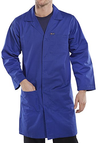Manteau d'entrepôt en poly coton bleu avec poches pratiques taille 38