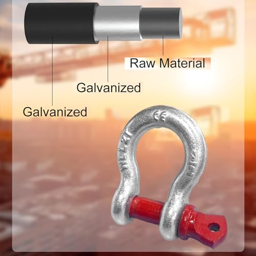 Jortmrd 4 Stück 1/2\ Schäkel 2t Hochfeste U-Schekel Geschweift mit Gewindebolzen | Feuerverzinkter Stahl | Für Camping, Klettern, Transport, Umlenkrollen & Lastenheben (4 Pcs, WLL: 2,0t)