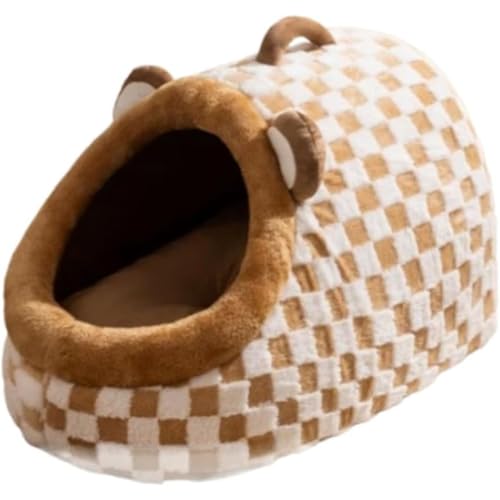 MsiDtsoy ペット 猫ハウス 冬用 暖かい 滑り止め ラウンド 可愛い 分厚い 保温 ふわふわ 寒さ対策 犬小屋 犬猫用 洗える ペット用品 (M(体重5kg以内),コーヒー色)