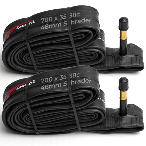 Fincci Bike Inner Tube 700x35c / 32c / 38c - Schrader Valve Inner Tubes 48mm for Cycle Bicycle Bike Tire - Pack of 2