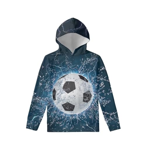 Boys Lightning Fleece Hoodies Plush Pullover Water Football Hoodie Casual Hooded Sweatshirts with Pocket for Age 6-16 Kids2