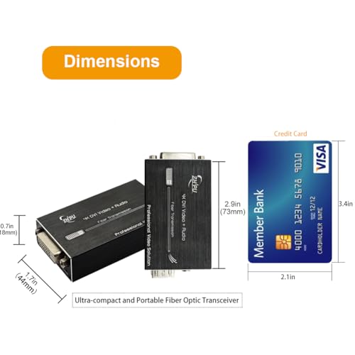 Image of 4K DVI Over Fiber Extender Kit with 10G SFP+ Modules, Mini Transceiver Supports Dolby /DTS Audio & 3D Video, Up to 20km Transmission, Plug & Play Installation, a Pair