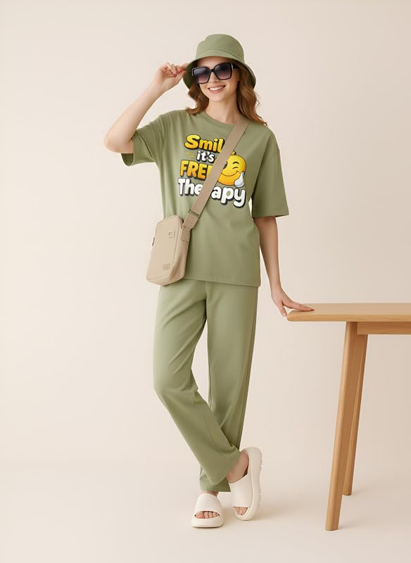 Image of My Swag Women Night Suit Cotton | Stylish Printed T-Shirt Pajama Set | Comfortable Sleepwear, Lounge Wear & Daily Home Wear | Plus Size