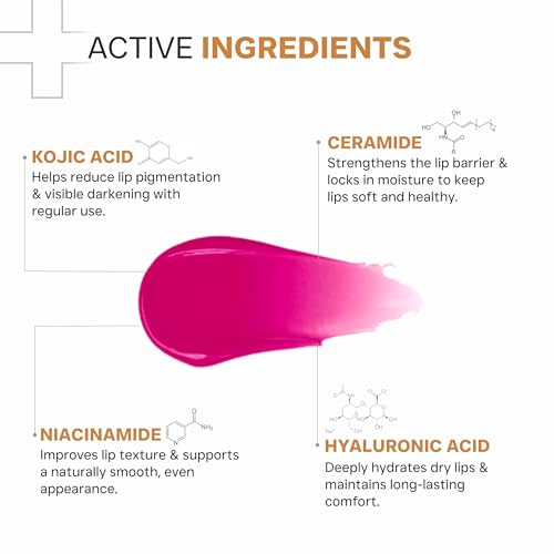 Image of DERMATOUCH Kojic Acid Ceramide SPF 50 PA+++ Tinted Pink Lip Balm - 5g | Moisturizing • Sun Protection • Nourishing | Reduces Pigmentation & Heals Dry Lips