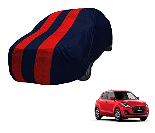 Image of Auto Hub Car Cover Compatible with Maruti Swift (Model : 2018-Till Date) with Mirror Pocket,Triple Stitched, Weather Proof, Swift Car Cover- Navy-Red