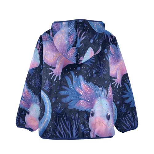 Axolotl with Glow Toddler Fleece Jacket Girl Boys Hooded Fleece Jacket Coat Warm Outwear Zip-up 3-10T2