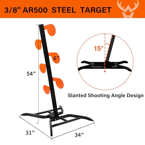 Image of Highwild AR500 Dueling Tree Target Kit - Six Steel Paddles 6 inch x 3 /8 inch Reactive Shooting Targets with Stand for Outdoor Sports Shooting Competition /Replacement AR500 Steel Paddle