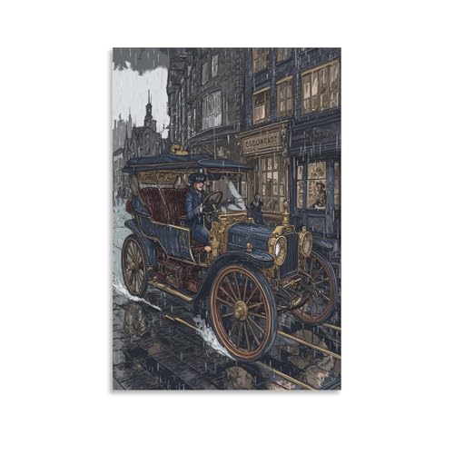 Pintura poster de coche antiguo para cubrir paredes vacías con elegancia