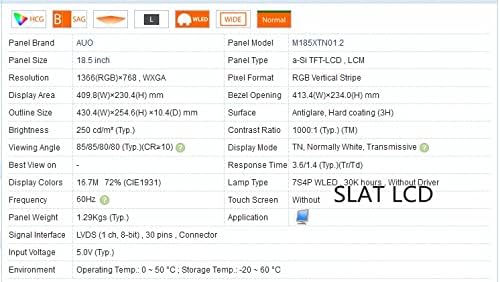 Miniatura 6 de AUO Panel LCD de 18,5 pulgadas M185XTN01.2, pantalla de repuesto para GAEMS Vanguard G190, para Lenovo C225 C245, con kit completo de placa de