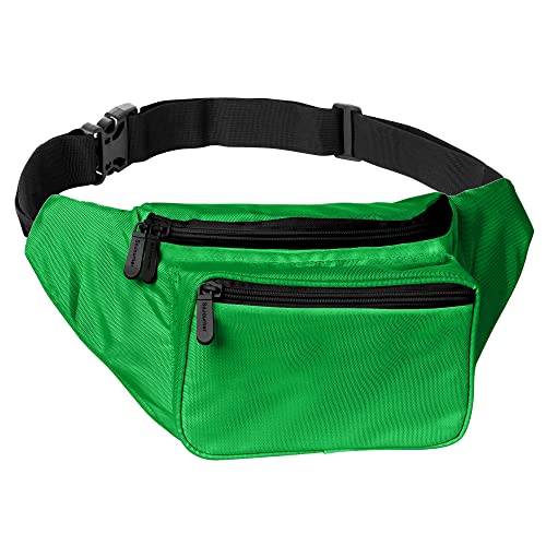 Green Fanny Pack Belt Bag I Mens Fanny Packs for Women Fashionable - Crossbody Bag Bum bag Waist Bag Waist Pack - Hands Free for Hiking, Running, Travel, Waterproof and more
