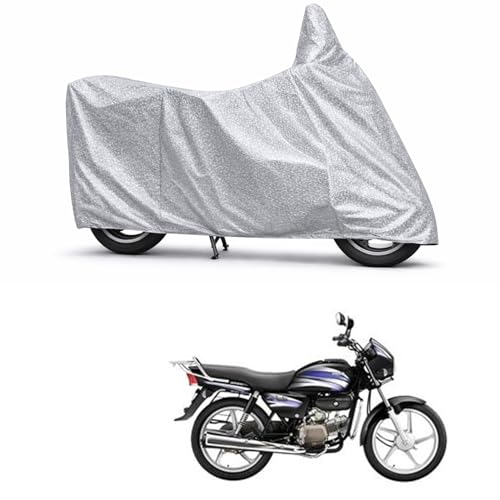 Image of 100% Waterproof Two Wheeler Body Cover Multi Layered Fabric Designed for Hero Splendor PRO | Belt Buckle Lock | Silver Mag