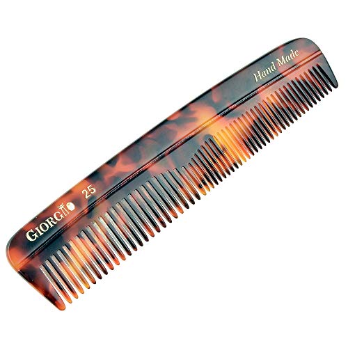 Giorgio G25 Handmade Mustache and Beard Comb - Wide and Fine Tooth Pocket Comb for Everyday Hair Care - Sawcut and Hand Polished Pocket Comb and Styling Comb - Smooth Tokyo Travel Comb