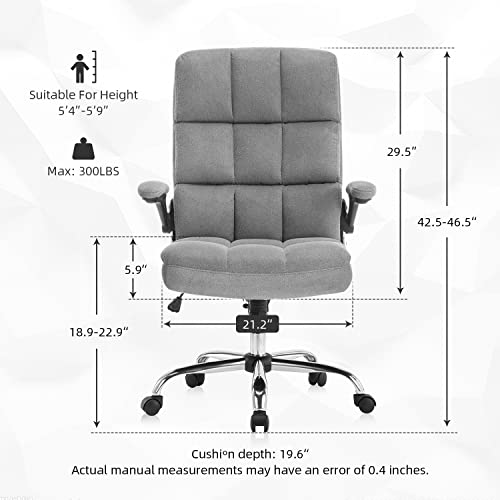 Yamasoro High Back Grey Velvet Fabric Office Chair Home Office Desk Chairs With Wheels And Arms Comfortable Ergonomic Desk Chair For Adults #TOP4
