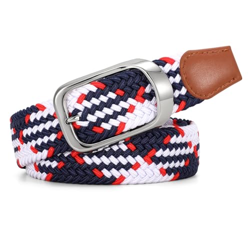 Image of JASGOOD Stretch Belt for Men, Men Women Elastic Woven Braided Belt 1 3 /8 Casual Belt Golf Belt for Jeans Pants