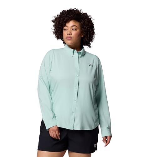 Columbia Womens PFG Tamiami II Long Sleeve Fishing Shirt, Misty Jade, 3X