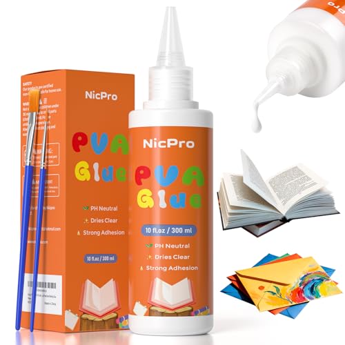 Nicpro Book Glue, Neutral PH PVA Adhesive 300g/10oz,...