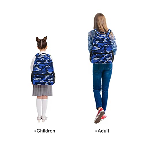 Zzkko Camo Camouflage Blue School Backpacks Book Bag For Boys Girls Travel Hiking Camping Daypack Work Laptop Backpack #TOP7