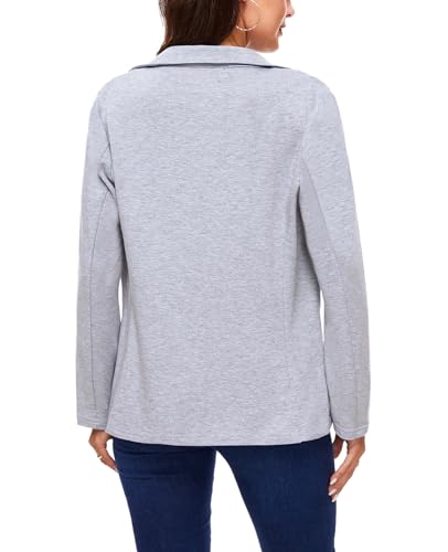 MINTLIMIT Womens Casual Long Sleeve Button Front Blazer Office Work Button Jackets with Pocket (Grey Blue, Size L)3