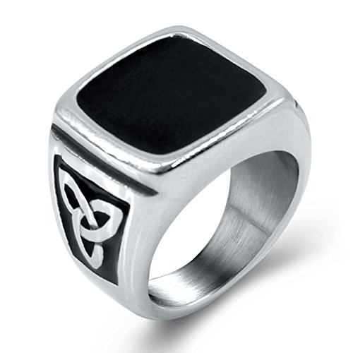 enhong Mens Signet Rings Vintage Stainless Steel Enamel Celtic Knot Ring for Men Size 11