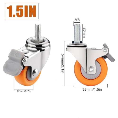 Roulettes à tige filetée industrielles robustes avec écrous - 3