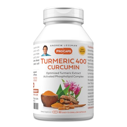 ANDREW LESSMAN Turmeric 400mg - 60 Capsules - 95% Curcuminoids as Phospholipid Complex for Optimum Benefits and Absorption, High Potency Standardized Extract, Small Easy to Swallow Capsules