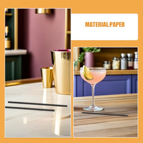 50 pitillos desechables de papel negro para fiestas miniatura 5