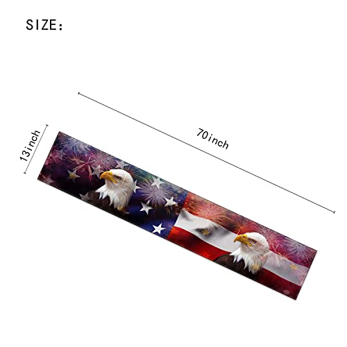 Table Runner Non-Slip Rectangle Eagle American Flag Printed Pattern For Dining Room, Kitchen, Living Room, Outdoor,Holiday And Party Table Decor 13*70 In #TOP4