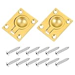 sourcing map 2Pcs Flush Ring Pull, 1.89-inch x 1.5-inch Stainless Steel Rectangle Recessed Door Pull with Screws for Furniture, Boat, Brass Tone