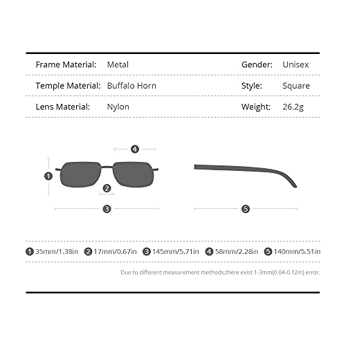 Image of HEPIDEM 100% Really Buffalo Horn Handmade Sun Glasses Square Rimless Luxury BUffs Sunglasses 0816