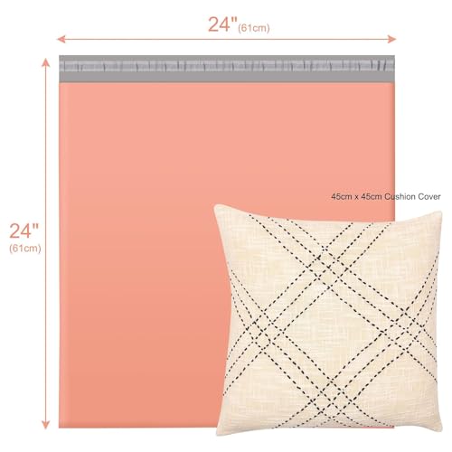 Metronic Large Poly Mailers 24x24 50 Pcs, Extra Large Shipping Bags for Clothing | Strong Adhensive Mailing Bags for Small Business, Shipping Envelopes, Tear-resistant Packing Bags in Peach Pink by METRONIC - Image 2